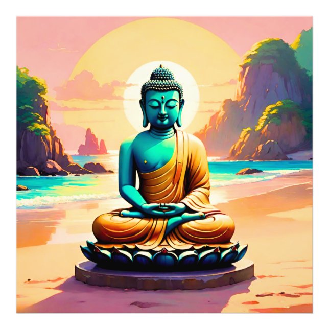 Buddha - Upplysta kustområden av upplysning  Fototryck (Framsidan)