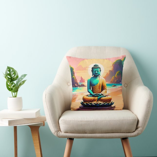 Buddha - Upplysta kustområden för upplysning  Kudde (Stol)