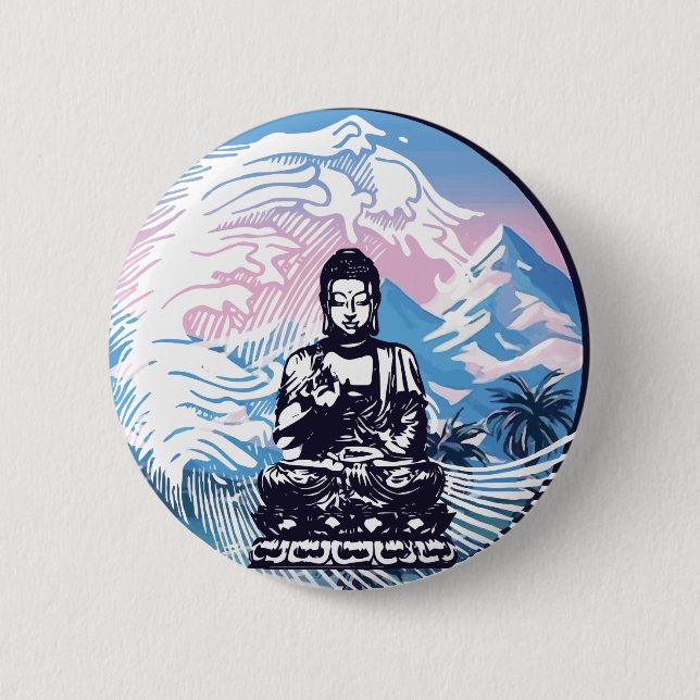 Buddha vinkar det tropiska berg knapp (Framsida)