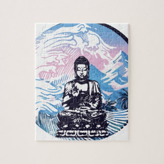 Buddha vinkar det tropiska berg pussel