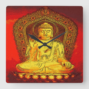 Buddha Wall Clock Fyrkantig Klocka