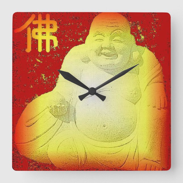 Buddha Wall Clock Fyrkantig Klocka (Framsida)
