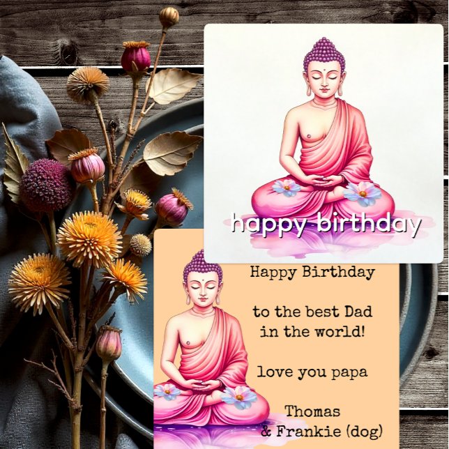 Buddha Watercolor Birthday, Meditation / Yoga Kort (Skapare uppladdad)