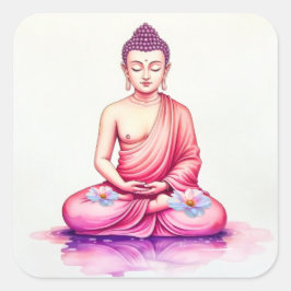 Buddha Watercolor Stickers, Meditation / Yoga Fyrkantigt Klistermärke