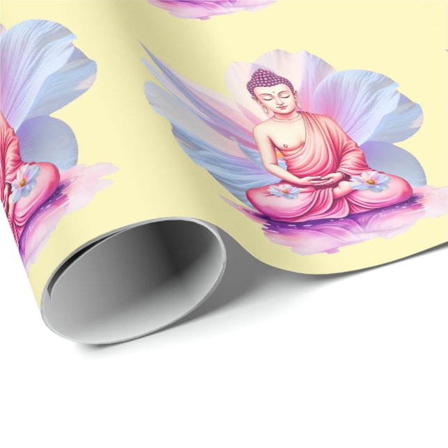 Buddha Watercolor Wrapping, Meditation / Yoga Presentpapper (Rullad Hörn)