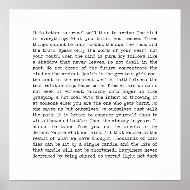 Buddha Wisdom ord citat Poster (Framsidan)