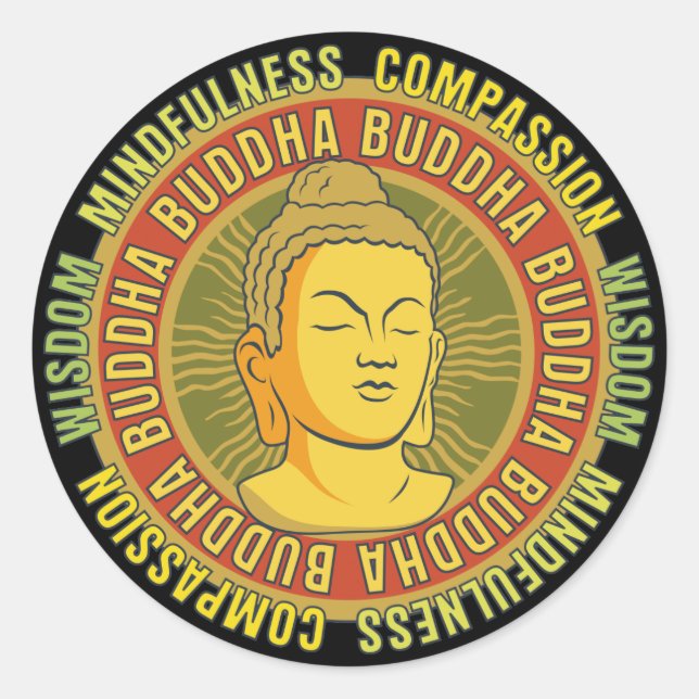 Buddha Wisdom Runt Klistermärke (Framsida)