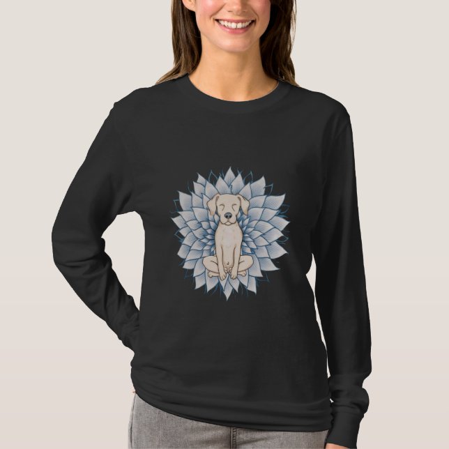 Buddha Yoga Hund tröja Meditation Lotus Flower T-S (Framsida)