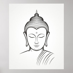 Buddha Yoga Meditation minimalist linje art II Poster