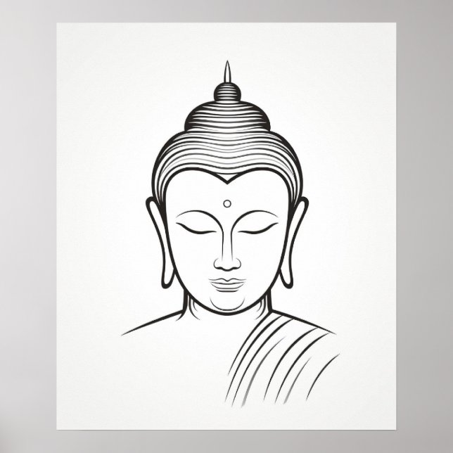 Buddha Yoga Meditation minimalist linje art II Poster (Framsidan)