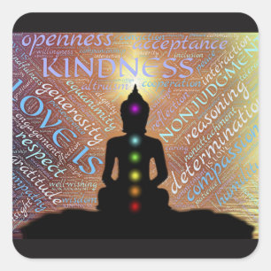 Buddha Zen Andlig Enlightenment Kärlek Sticker Fyrkantigt Klistermärke