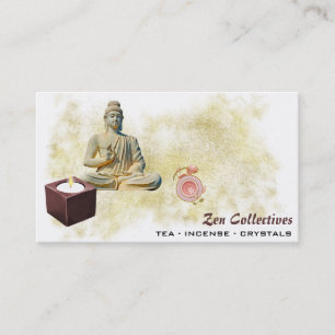 *~* Buddha Zen Candle Tea Lotus Guld Visitkort