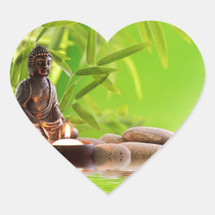 buddha zen fritidsodling hjärtformat klistermärke