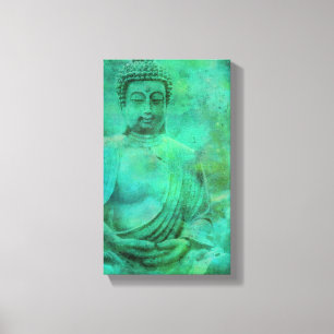 Buddha Zen Garden in Blue and Grönt Shades Canvas