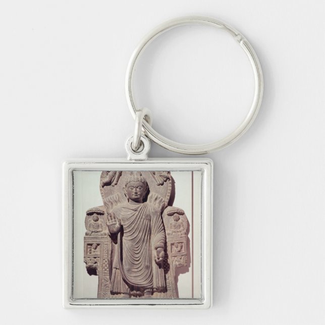 Buddhaen av det underbara mirakel fyrkantig silverfärgad nyckelring (Framsidan)