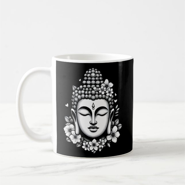 Buddhahuvud med blommor kaffemugg (Vänster)