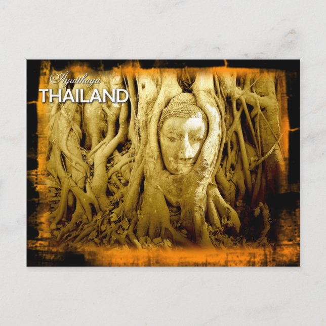 Buddhahuvud som är insnärjt i fikonrötter, Ayuttha Vykort (Framsida)