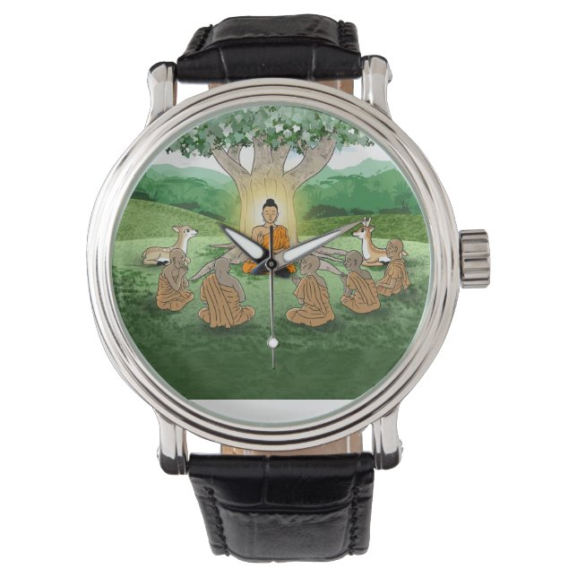 Buddhas första sermon-lärarur armbandsur (Framsida)