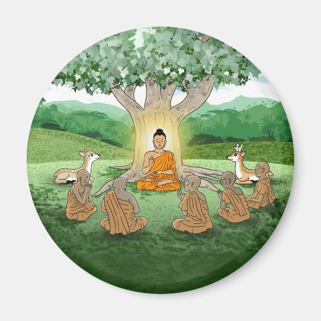 Buddhas första sermon Teaching Magnet (Framsidan)