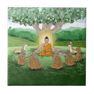Buddhas första sermon undervisar i keramik Tile Kakelplatta