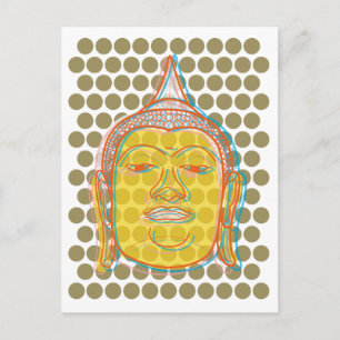 Buddhas Huvud Gul Ansikte Offset Modern Popprickar Vykort