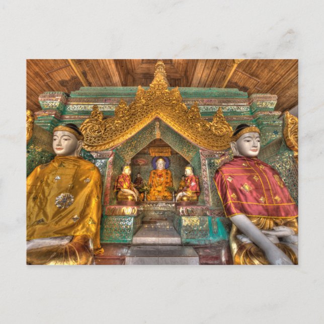 Buddhas i ett tempel vykort (Framsida)