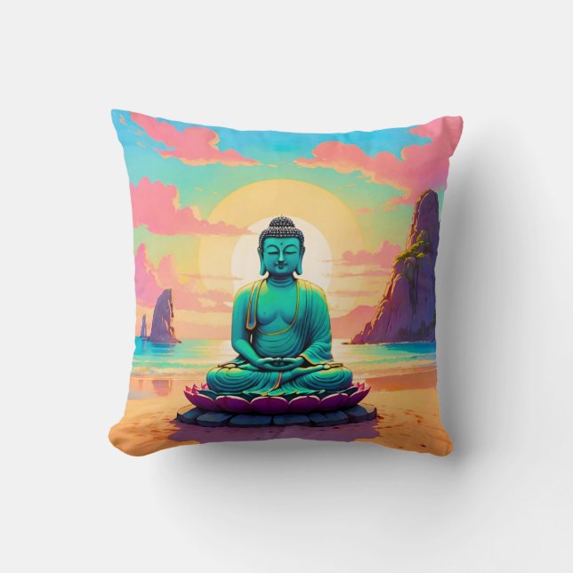 Buddhas solnedgångsreflektion kudde (Framsida)
