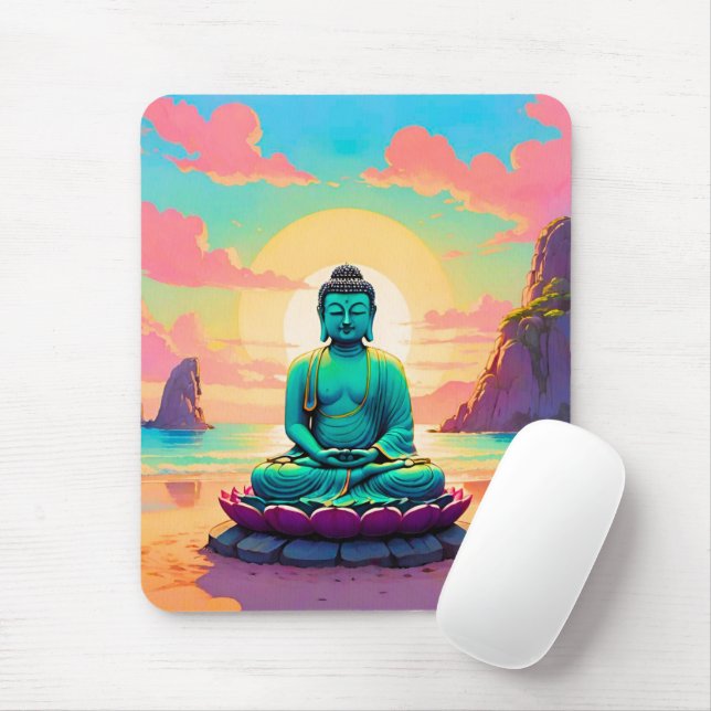 Buddhas solnedgångsreflektion musmatta (Med mus)