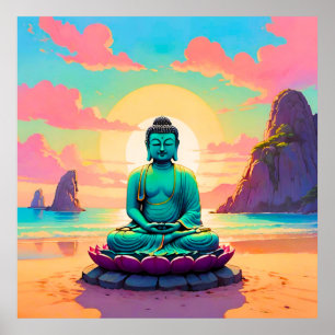 Buddhas solnedgångsreflektion poster