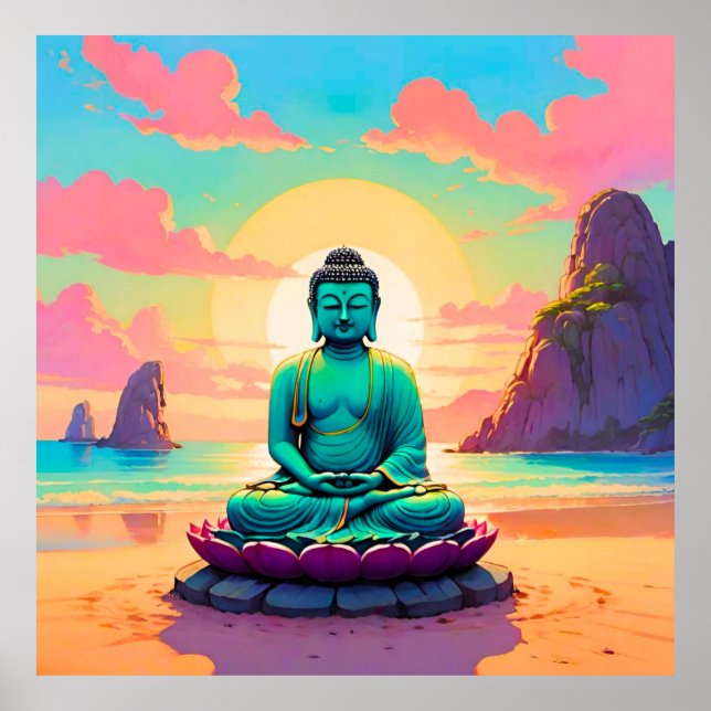 Buddhas solnedgångsreflektion poster (Framsidan)