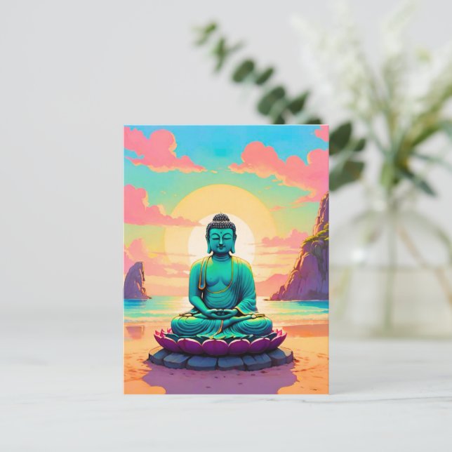 Buddhas sunset Reflection Helg Vykort (Stående Fram)