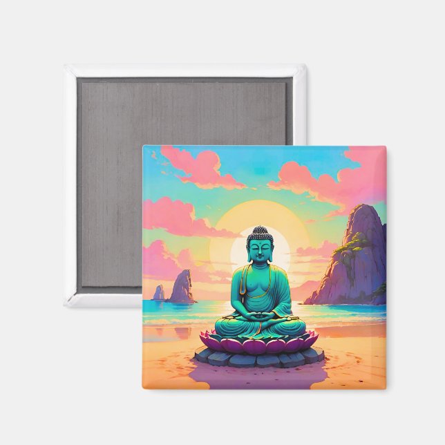 Buddhas sunset Reflection Magnet (Front/Back)