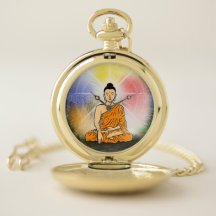 Buddhas upplysning och Dharma Wheel Pocket Watch