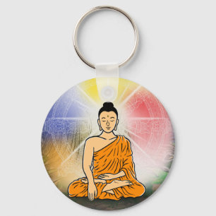 Buddhas upplysnings- och Dharma Wheel Keychain Nyckelring