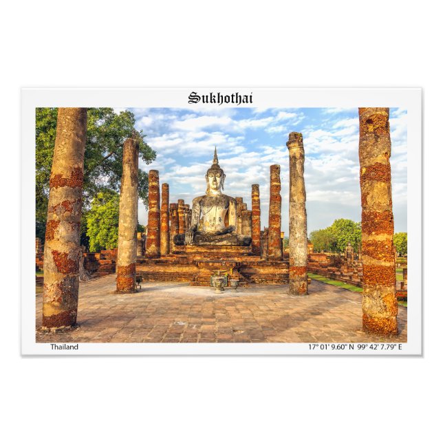Buddhastaty, Wat Mahait, Sukhothai Fototryck (Framsidan)