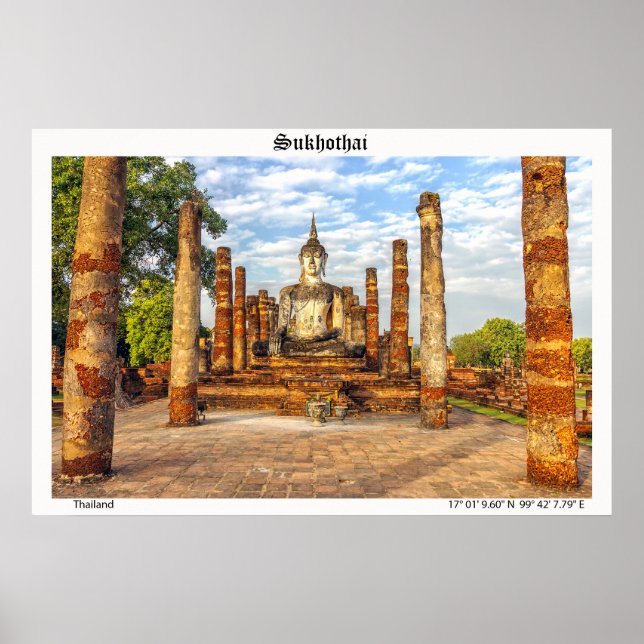 Buddhastaty, Wat Mahait, Sukhothai Poster (Framsidan)