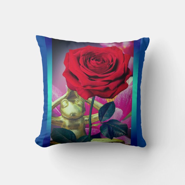 BuddhaToday V3.blu #2 Blommande Groda Kudde (Framsida)