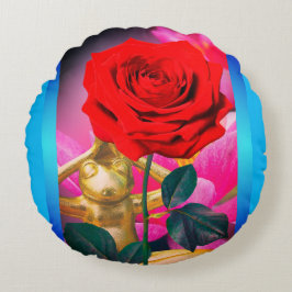 BuddhaToday V3.blu #5 Blommande Groddynapillow Rund Kudde