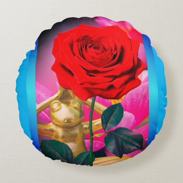 BuddhaToday V3.blu #5 Blommande Groddynapillow Rund Kudde (Framsidan)