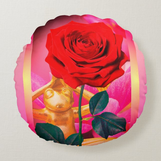 BuddhaToday V3.pnk #9 Blommande Groddynapillow Rund Kudde (Framsidan)