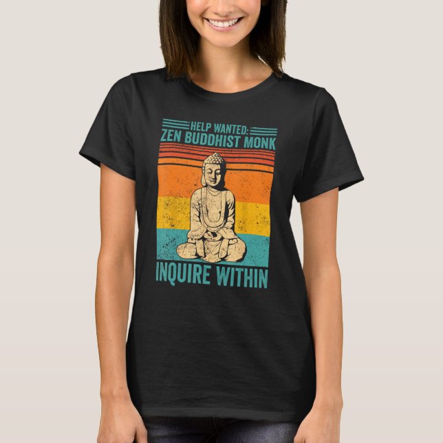 Buddhism Buddha Retro Help Wanted Zen Buddhist Mon T Shirt (Framsida)