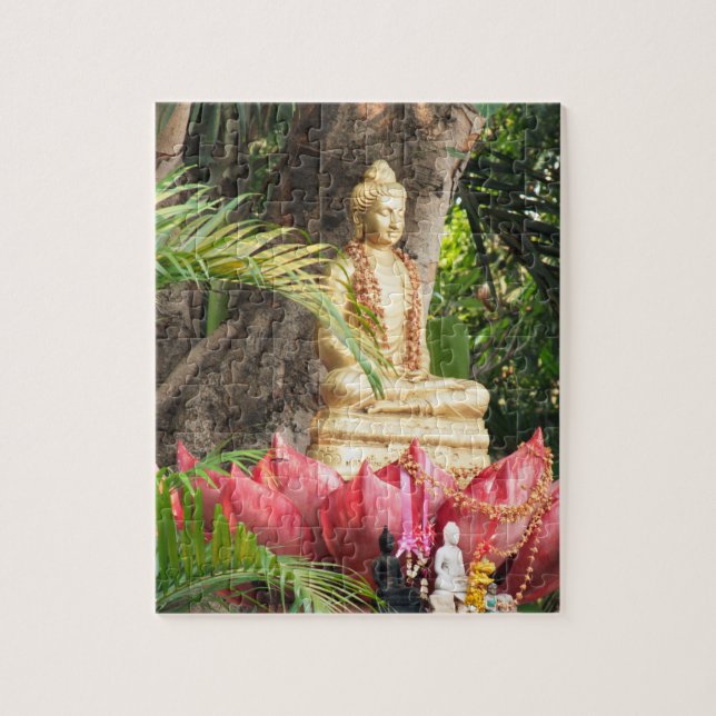 buddhism, buddha, staty, religion, gyllene, asien, pussel (Vertikal)