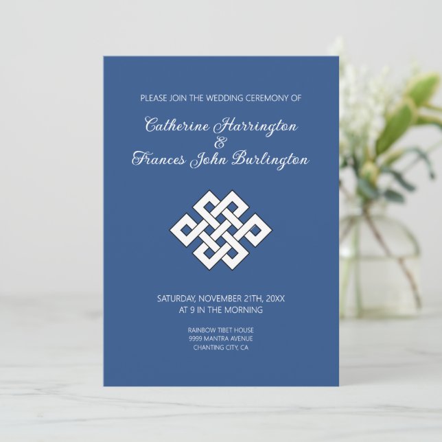 Buddhism Endlös Knut Buddhistisk Vigselceremoni  Inbjudningar (Stående Fram)