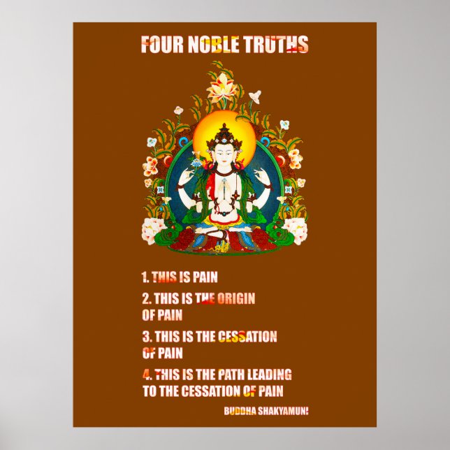 Buddhism Fyra Noble Truths Buddha Teachings Poster (Framsidan)