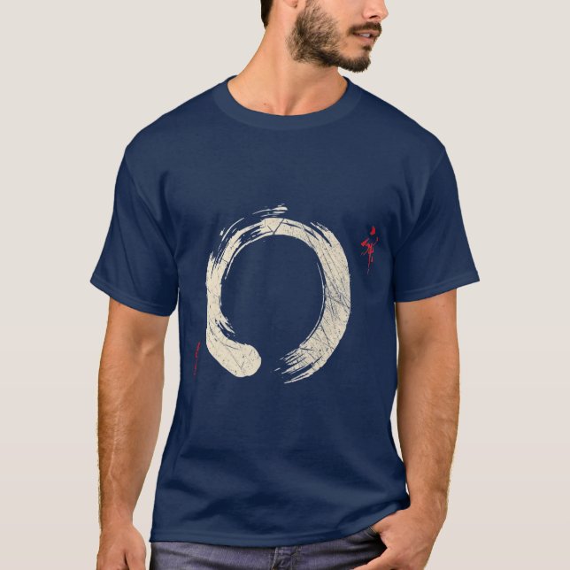 Buddhism Meditation Yoga Bonsai Zen Enso Circle T Shirt (Framsida)