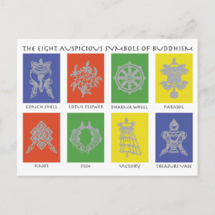 Buddhismens åtta auspidiska symboler vykort