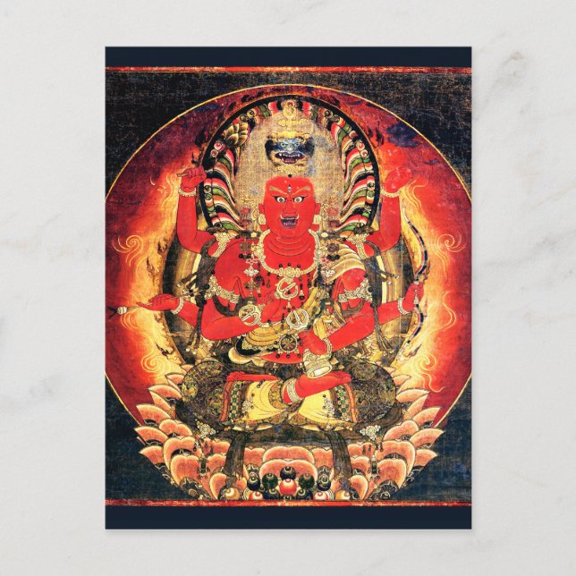 Buddhist Aizen Myoo-målning 1400-talet Vykort (Framsida)