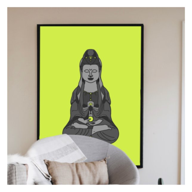 Buddhist Avalokiteshvara Kuan Yin Teckning Canvastryck (Skapare uppladdad)