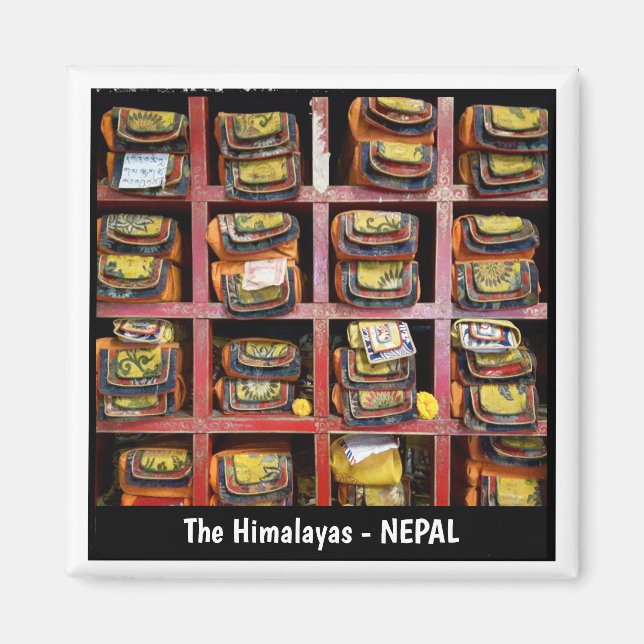Buddhist Bibliotek, tibetanska texter bokar - Nepa Magnet (Framsidan)