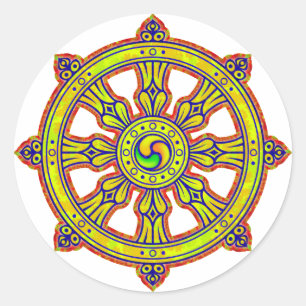 Buddhist Dharma Chakra Runt Klistermärke
